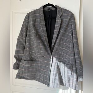Gray Plaid Express XL Women's Blazer